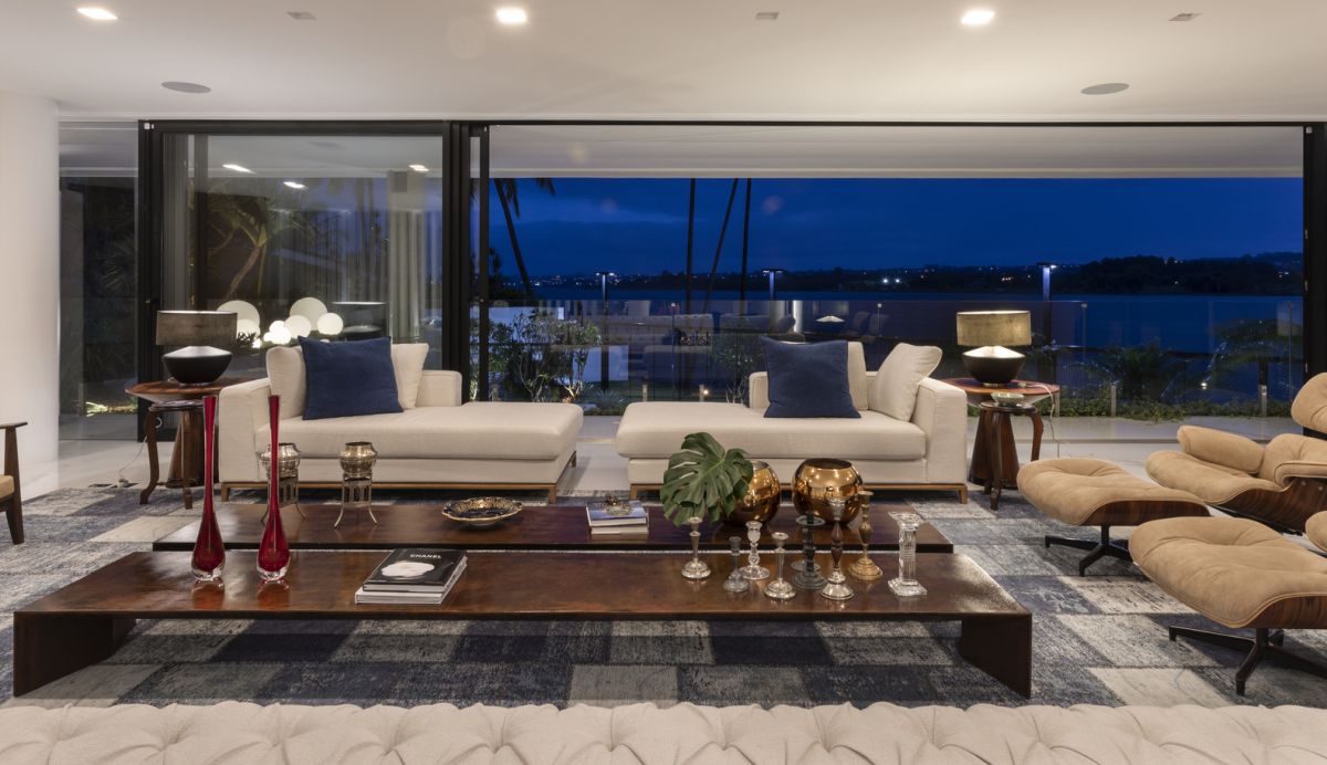 The living area on the ground floor offers a great view and the sliding glass doors make the most of it