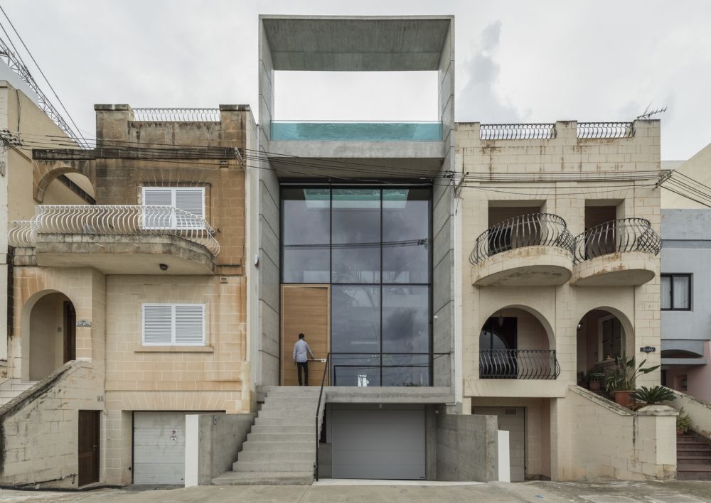 The project follows the demolition of an old terrace house in the San Julian region of Malta