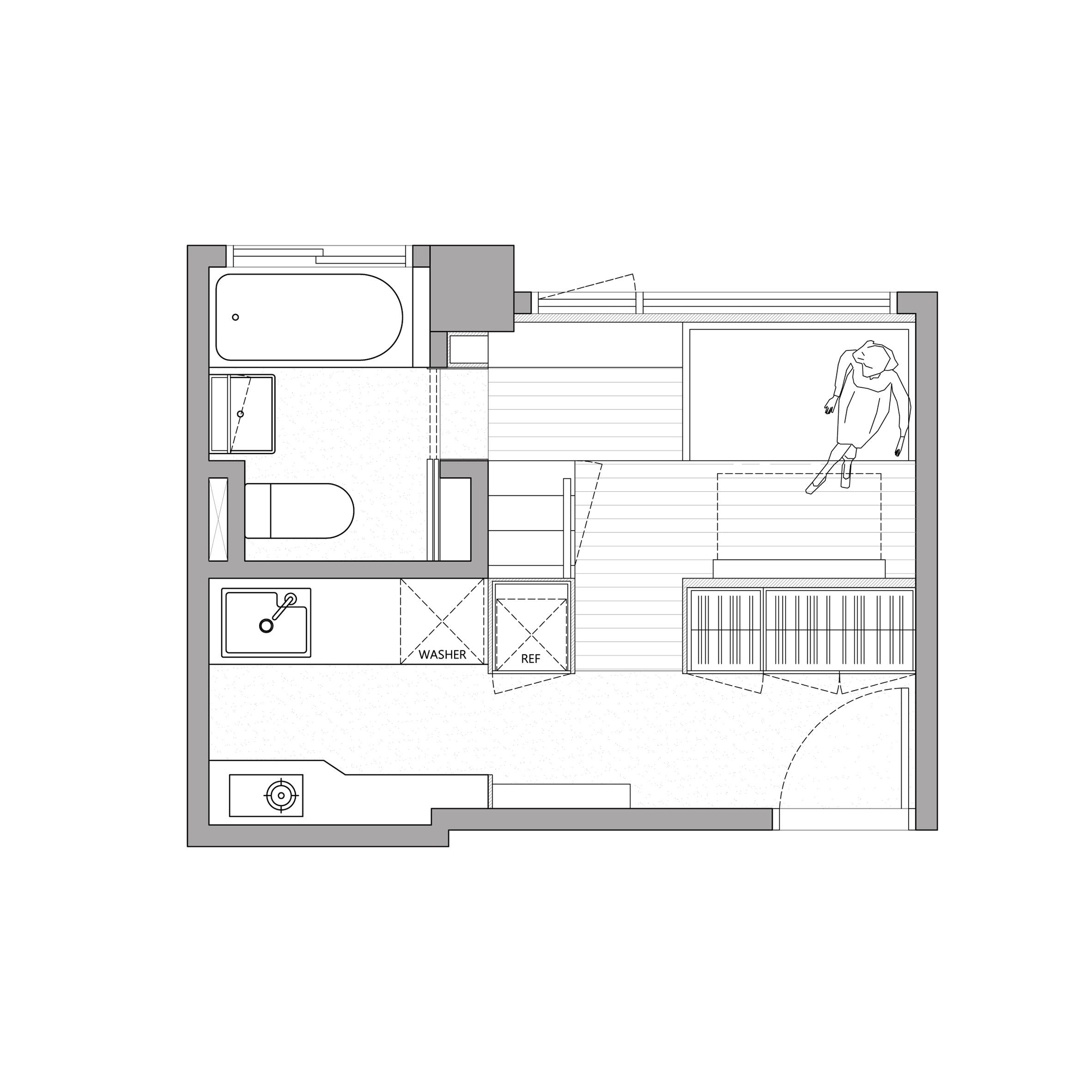 The plan reveals the space has been maximized as best as possible, especially on the main floor
