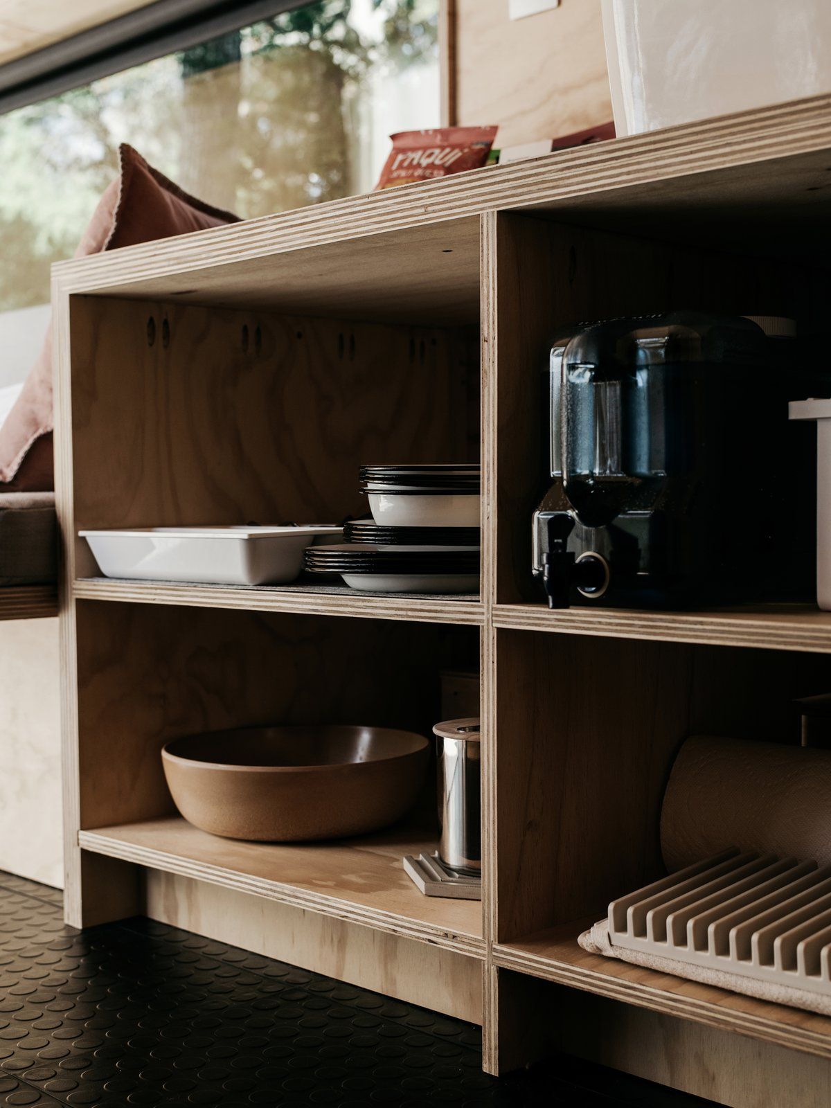 Although the cabin is small, there's a generous amount of storage in the kitchen and sitting area