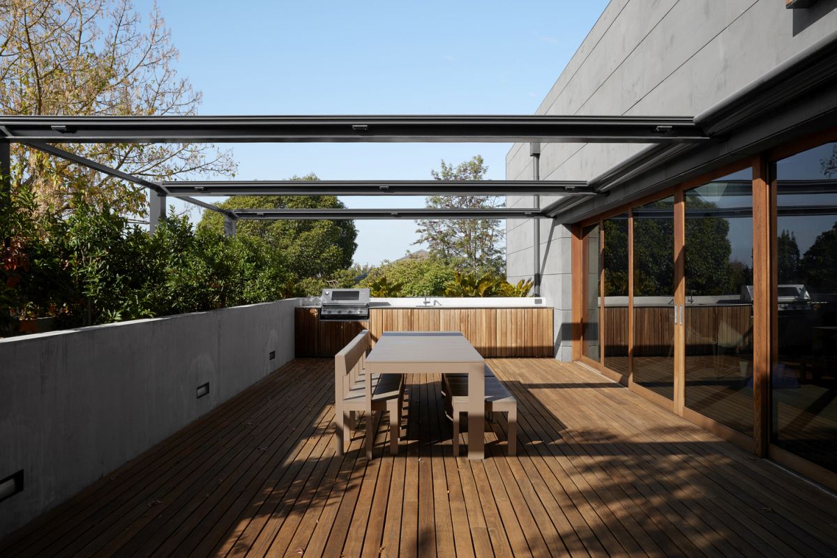 The interior spaces open onto an exterior terrace which acts as a buffer between the house and the surroundings