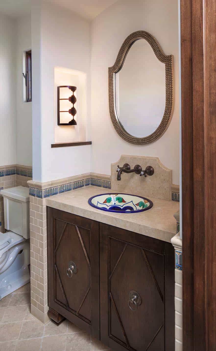 There are small bursts of color in every section of the house, including the bathrooms which have beautiful washbasins
