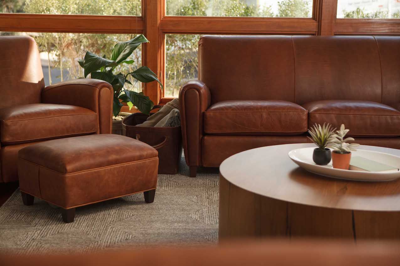 Moore and Giles leather furniture is full grain and embraces natural markings.