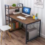 Tower Computer Desk with 4 Tier Shelves