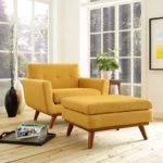Yellow Living Lounge Room Armchair and Ottoman