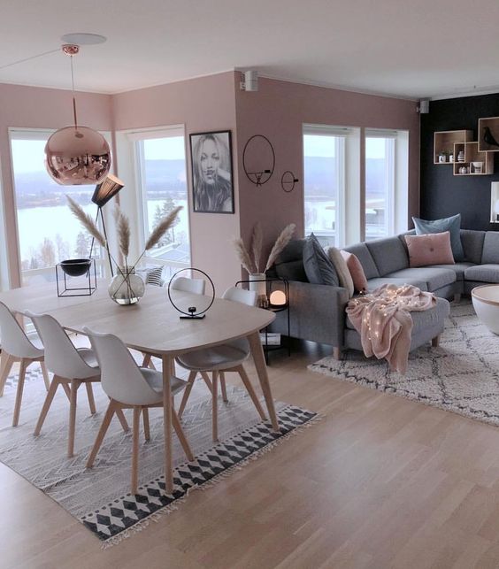 Grey and Blush Pink Living Room 5
