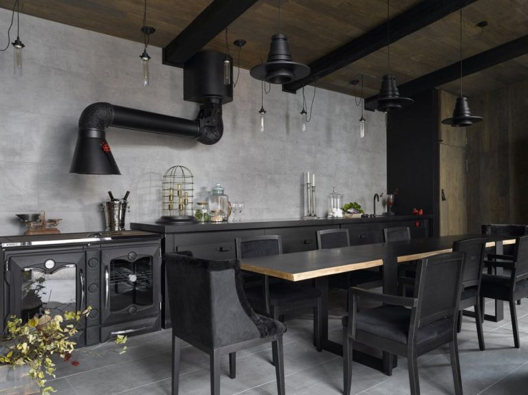 A Beautiful Summer Kitchen With A Rustic-Industrial Design
